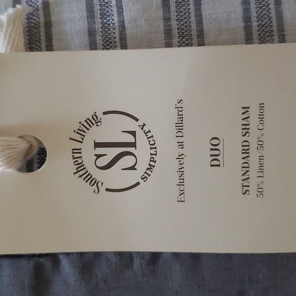 Linen Cotton Fringe Shams Shabby Chic Gray Striped Coastal Cottagecore Set of 2 - Picture 6 of 6